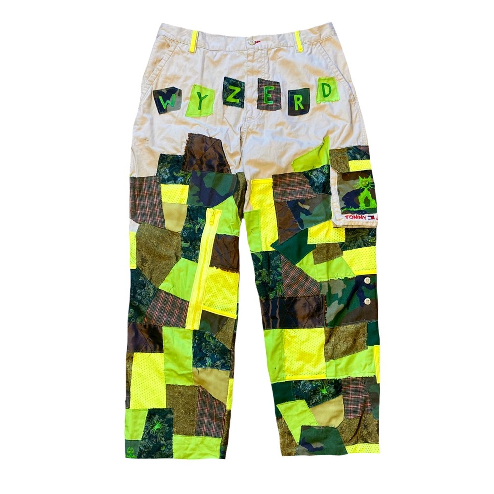 Neon Patchwork Cargo Pants - image 1